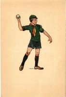Magyar cserkész művészlap / Hungarian boy scout art postcard