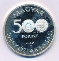 1986. 500Ft Ag "Labdarúgó Világbajnokság - Mexikó 1986" kapszulában T:AU (eredetileg PP) fo. Adamo EM95