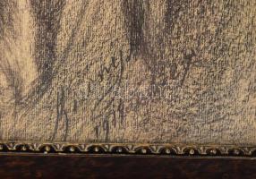 Olvashatatlan jelzéssel: Divatos hölgy portréja, 1910-es évek. Ceruza, papír. Kissé sérült. Üvegezet...