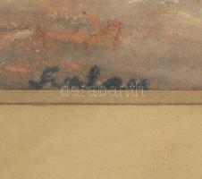 Szalay Károly (1863-?): Napos táj. Olaj, karton, jelezve jobbra lent. Üvegezett, kissé kopott fakere...