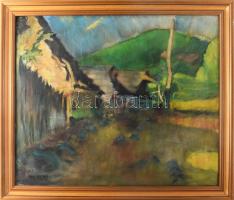 Nagy Oszkár jelzéssel: Utca. Olaj, vászon. Dekoratív fakeretben, 57x67 cm