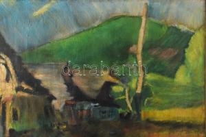 Nagy Oszkár jelzéssel: Utca. Olaj, vászon. Dekoratív fakeretben, 57x67 cm