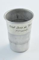 cca 1900 Stief Jenő és Társa Kolozsvár összecsukható alumínium gyermek kirándulópohár, m: 5,5 cm