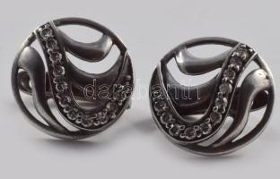 Ezüst (Ag) köves fülbevalópár, jelzett, d: 1,5 cm, bruttó: 3,5 g