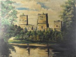 Jelzés nélkül: Sárospataki vár, 1920-40 körül. Olaj, vászon. Javított. Kissé sérült. 60x79 cm