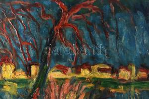 Vlaminck jelzéssel: Színes táj. Olaj, vászon. 54x70 cm