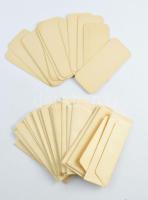 19 darab antik női keskeny névjegykártya boríték, 14 darab hozzá illő kártyával, 4x9,5 cm