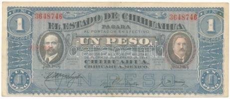 Mexikói államok / Chihuahua 1915. 1P helyipénz "3648746" T:XF Mexican states / Chihuahua 1915. 1 Peso local money "3648746" C:XF Krause P#S530