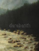 Nagypolányi Pogány Antal (-): Hegyvidék (Tátra?), 1935. Olaj, vászon. Jelzett. Dekoratív, kissé sérü...