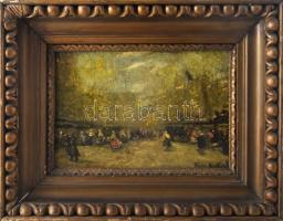 Berkes A jelzéssel: Foragatg. Olaj, karton. Dekoratív, kissé sérült fakeretben. 25x35 cm