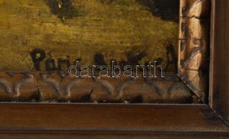 Berkes A jelzéssel: Foragatg. Olaj, karton. Dekoratív, kissé sérült fakeretben. 25x35 cm