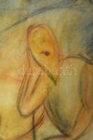 Egry József jelzéssel: Páros. Vegyes technika, papír. Dekoratív, üvegezett, kissé sérült fakeretben....