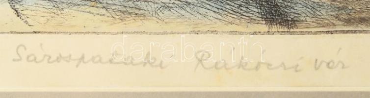 Duray Tibor (1912-1988): Sárospataki Rákoczi vár. Színezett rézkarc, papír, jelzett, üvegezett faker...