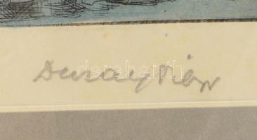 Duray Tibor (1912-1988): Sárospataki Rákoczi vár. Színezett rézkarc, papír, jelzett, üvegezett faker...