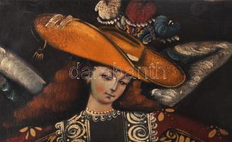 Jelzés nélkül: Bécsi nemes portréja. Nyomat, olaj, vászon. 58×39 cm