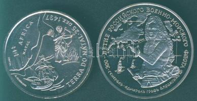 Portugália 1998. 200Esc Ag "Afrika felfedezése" T:BU + Oroszország DN "300 éves az orosz tengeri flotta" ffém emlékérem T:PP