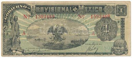 Mexikói államok / Mexikói Szövetségi Kerület 1914. 1P "Gobierno Provisional de Mexico" helyipénz "P 1593469" T:F Mexican states / Federal District of Mexico 1914. 1 Pesos "Gobierno Provisional de Mexico" local money "P 1593469" C:F Krause P#S709