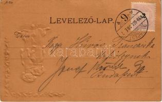 1899 Art Nouveau Embossed Dachshund dogs postcard. F. P. S. i. G. Nr. 94. (EK)