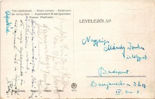 Vízi cserkészek. Rigler József Ede kiadása R.J.E. 8001. / Hungarian boy scout art postcard, water sc...