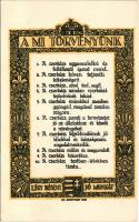 A Mi Törvényünk. Légy résen, Jó munkát! 1922. Az M. kir. állami térképészeti intézet nyomása. Kiadja a Magyar Cserkész Szövetség hivatalos lapja a "Magyar Cserkész" / Our Law. Hungarian boy scout art postcard s: Ifj. Gerritsen (EK)