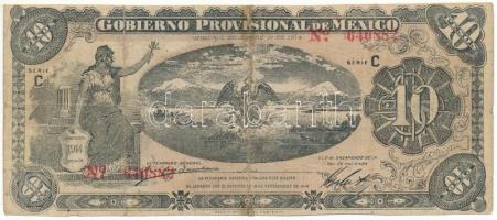 Mexikói államok / Veracruz 1914. 10P "Gobierno Provisional de Mexico" helyipénz "C 640882" T:VG, ragasztott Mexican states / Veracruz 1914. 10 Pesos "Gobierno Provisional de Mexico" local money "C 640882" C:VG, taped Krause P#S1108