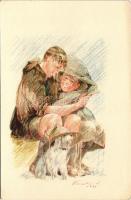 A cserkész másokkal szemben gyengéd. A Magyar Cserkészszövetség kiadása, Globus Budapest / Hungarian boy scout art postcard s: Márton L. (EK)