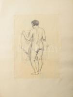 Orsós Ferenc (1879-1962), 8 db mű: Álló női aktok. Ceruza, papír, egyik jelzett. Paszpartuban. 37×26...