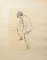 Orsós Ferenc (1879-1962), 8 db mű: Álló női aktok. Ceruza, papír, egyik jelzett. Paszpartuban. 37×26...