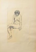 Orsós Ferenc (1879-1962), 8 db mű: Álló női aktok. Ceruza, papír, egyik jelzett. Paszpartuban. 37×26...