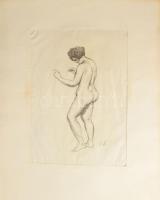 Orsós Ferenc (1879-1962), 8 db mű: Álló női aktok. Ceruza, papír, egyik jelzett. Paszpartuban. 37×26...