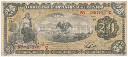 Mexikói államok / Veracruz 1914. 20P "Gobierno Provisional de Mexico" helyipénz "C 283770" T:F, szép papír Mexican states / Veracruz 1914. 20 Pesos "Gobierno Provisional de Mexico" local money "C 283770" C:F, fine paper Krause P#S1110
