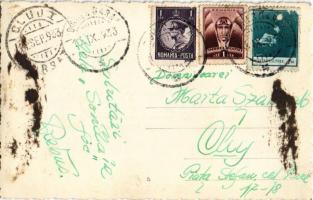 1933 Segesvár, Schässburg, Sighisoara (?); gejzír / geyser, fountain. photo (ragasztónyomok / glue m...