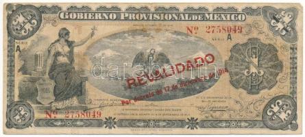 Mexikói államok / Mexikói Szövetségi Kerület 1914. 1P "Gobierno Provisional de Mexico" helyipénz, piros "REVALIDADO" felülbélyegzéssel, "A 2758049" T:F Mexican states / Federal District of Mexico 1914. 1 Peso "Gobierno Provisional de Mexico" local money, with red "REVALIDADO" overprint, "A 2758049" C:F Krause P#S701