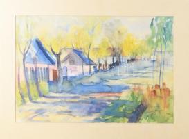 Prokop Péter (1919-2003): Kalocsai utca, 1952. Akvarell, papír, jelezve jobbra lent, paszpartuban. 32,5×48 cm