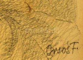 Orsós Ferenc (1879-1962): Női portré. Ceruza, papír, jelzett. Paszpartuban. 32×21 cm