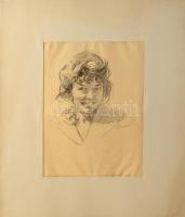 Orsós Ferenc (1879-1962): Női portré. Ceruza, papír, jelzett. Paszpartuban. 27×20 cm