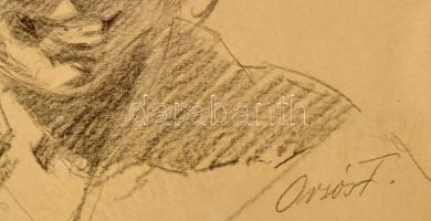 Orsós Ferenc (1879-1962): Női portré. Ceruza, papír, jelzett. Paszpartuban. 27×20 cm