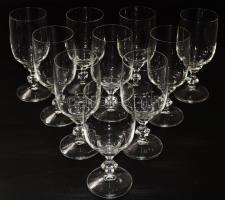 10 személyes kristályüveg talpas borospohár garnitúra, hibátlan, m: 14 cm