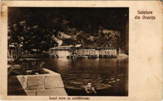 Oravicabánya, Oravica, Oravicza, Oravita; Lacul mare / Nagy tó. Weiss Félix kiadása / lake (ragasztónyom / glue mark)
