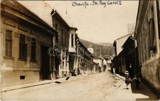 Oravicabánya, Oravica, Oravicza, Oravita; Str. Reg. Carol II. / utcakép, üzletek / street view, shops. photo (EK)