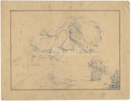 C. M. jelzéssel: Bibliai jelenet, 1870. Ceruza, papír. Lapszéli apró szakadásokkal. Hajtásnyomokkal. 18×23,5 cm.