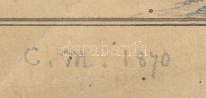 C. M. jelzéssel: Bibliai jelenet, 1870. Ceruza, papír. Lapszéli apró szakadásokkal. Hajtásnyomokkal....