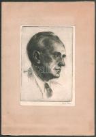 Élesdy István (1912-1987): Arckép (Kopp Jenő?). Rézkarc, papír, jelzett. Paszpartuban. 19,5x13,5 cm