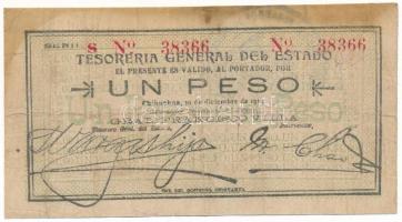 Mexikói államok / Chihuahua 1913. 1P "Tesorería General del Estado" helyipénz "S 38366" T:F,VG Mexican states / Chihuahua 1913. 1 Peso "Tesorería General del Estado" local money "S 38366" C:F,VG Krause P#S553