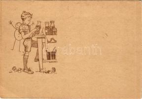 Cserkész művészlap / Hungarian boy scout art postcard s: Márton L. (EB)