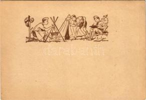 Cserkész művészlap / Hungarian boy scout art postcard s: Márton L. (EK)