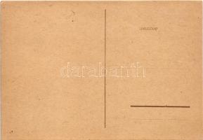 Cserkész művészlap, síelés / Hungarian boy scout art postcard, skiing, winter sport s: Márton L. (EK...