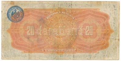 Mexikói államok / Mexikói Szövetségi Kerület 1915. 20P "Gobierno Constitucionalista" helyi...