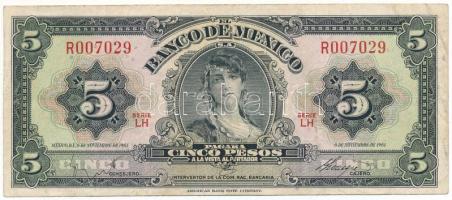 Mexikó 1961. 5P "R007029" T:F, szép papír
Mexico 1961. 5 Pesos "R007029" C:F, f...
