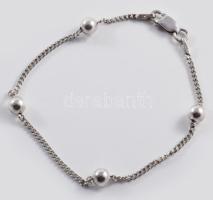 Ezüst (Ag) golyómintás karkötő, jelzett, h: 17 cm, nettó: 2,8 g